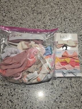 & Assorted Kids Headbands and Bows - Pink, Peach, Yellow, Blue